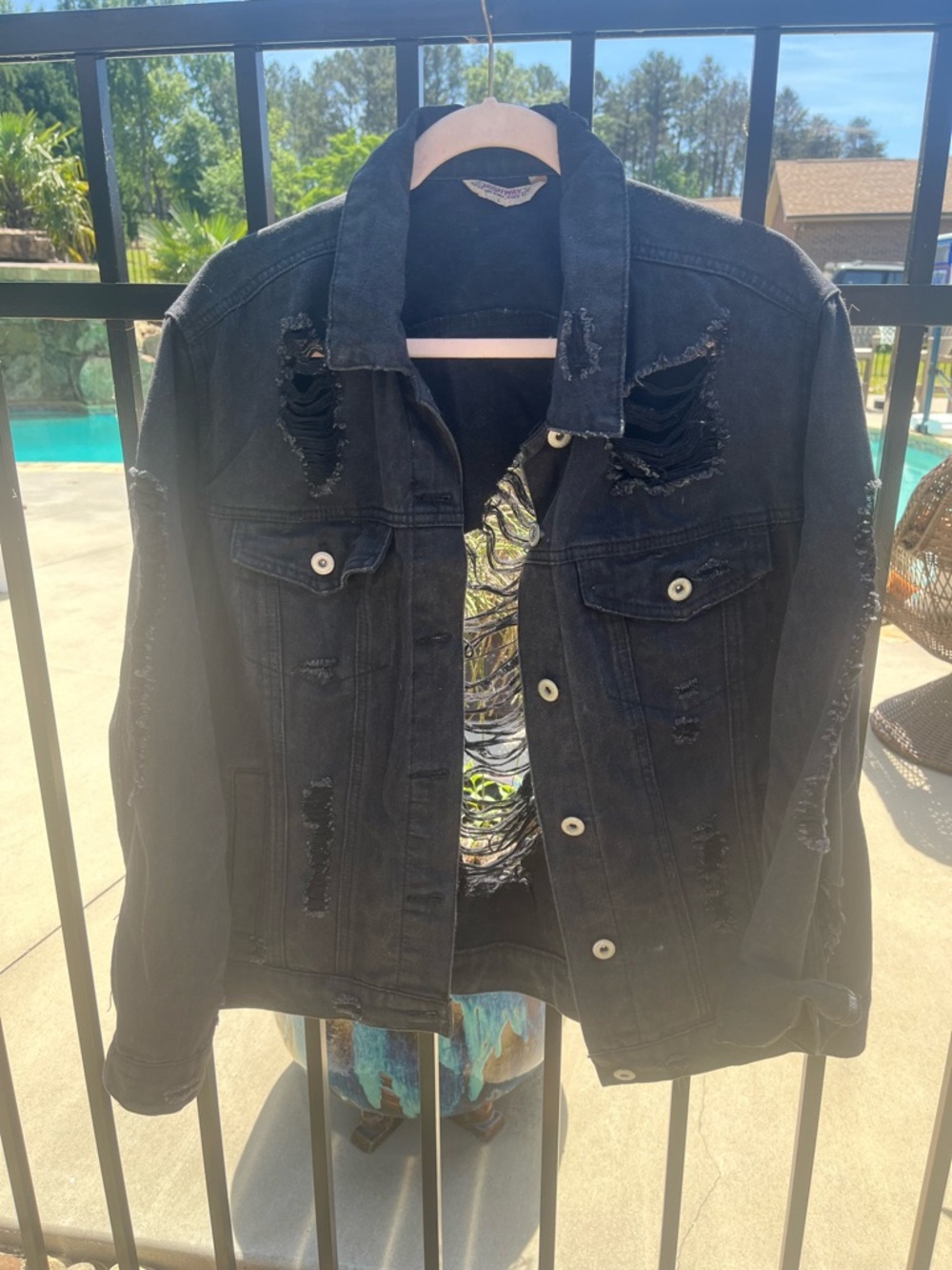 Highway Jeans Distressed Black Denim Jacket